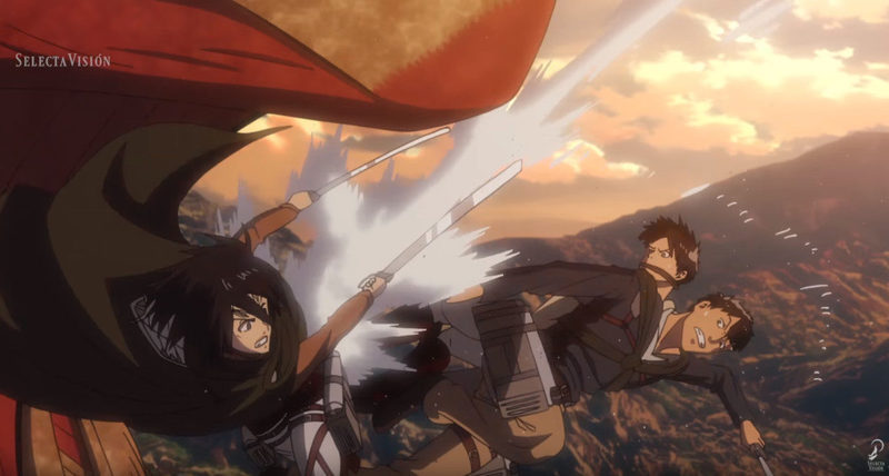 Mikasa luchando con Bertolt