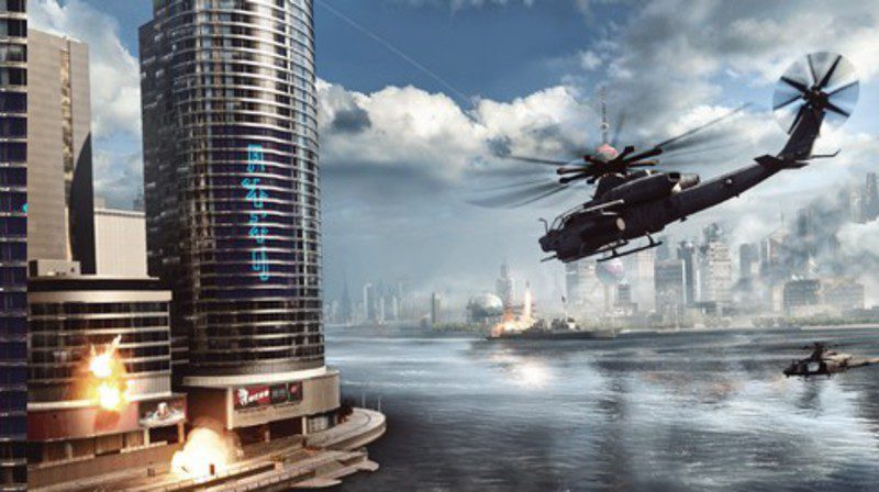 Un helicóptero en Shanghai en 'Battlefield 4'