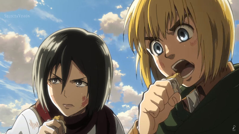 armie y mikasa comiendo