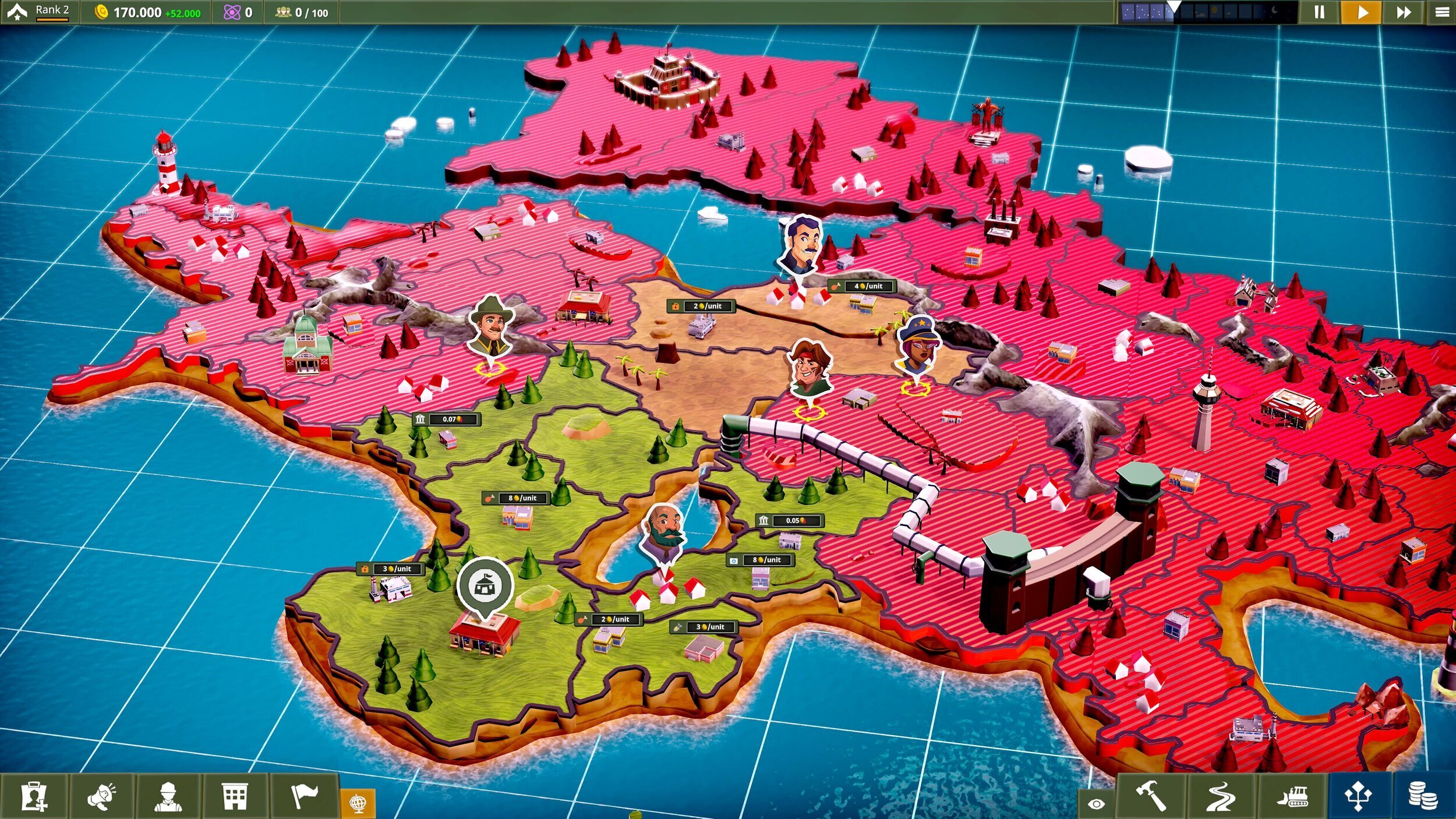 'One Military Camp' - El mapa principal es como una partida de Risk. ¡Más original!