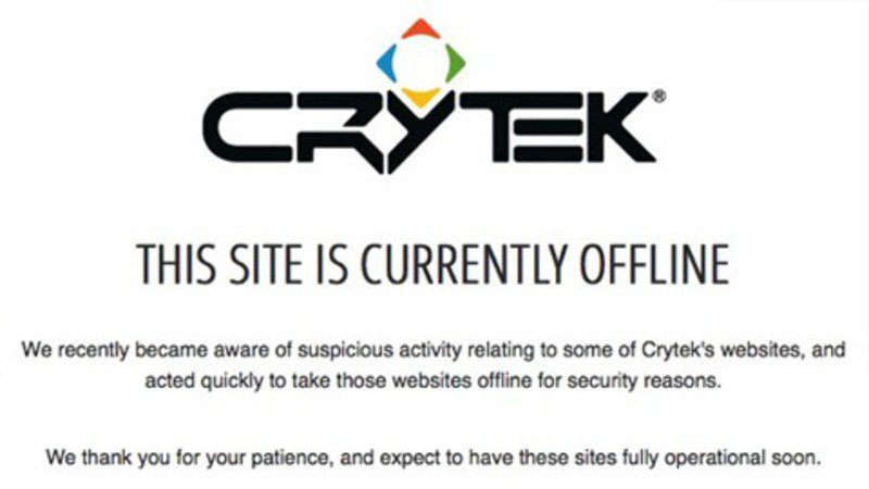 Crytek cierra temporalmente varias webs