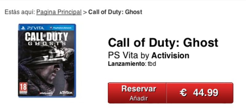 Call of Duty Ghosts podría estar en Vita