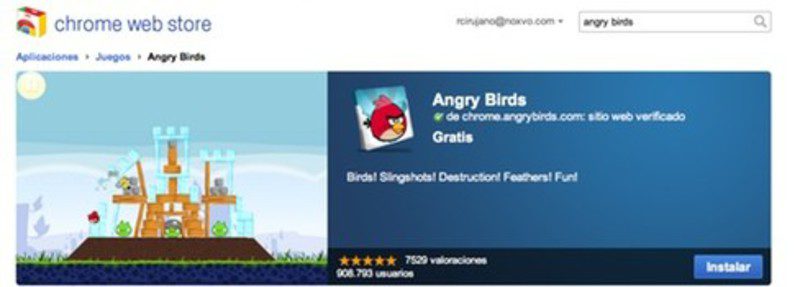 'Angry Birds' en Chrome