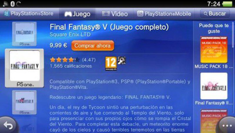Las Vitas ya pueden disfrutar de Final Fantasy V en su evrsión de PSX