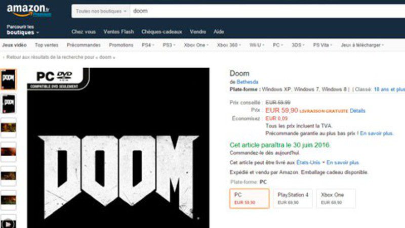Amazon Francia filtra la posible fecha de lanzamiento del nuevo 'Doom'