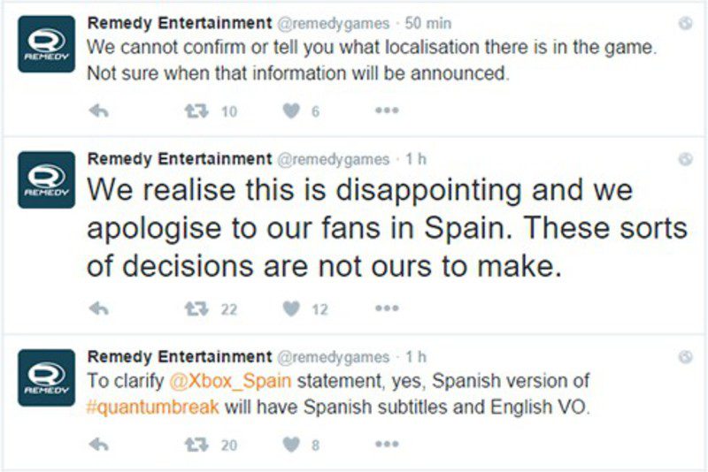 Remedy se disculpa con los fans españoles
