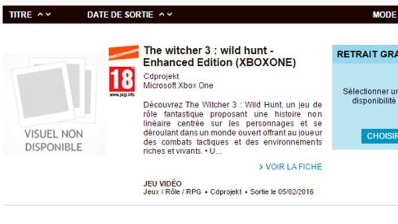 Listada en diferentes tiendas online 'The Witcher 3: Wild Hunt Enhanced Edition'