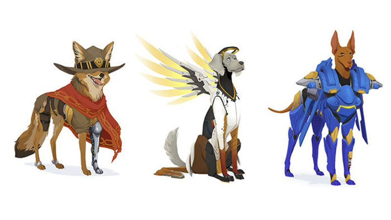 Versiones caninas de varios personajes de 'Overwatch'