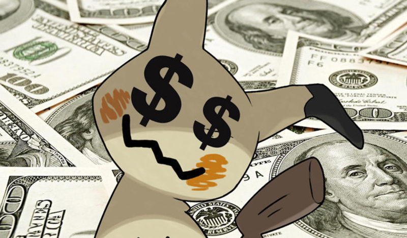 Mimikyu cuenta el dinero en Game Freak