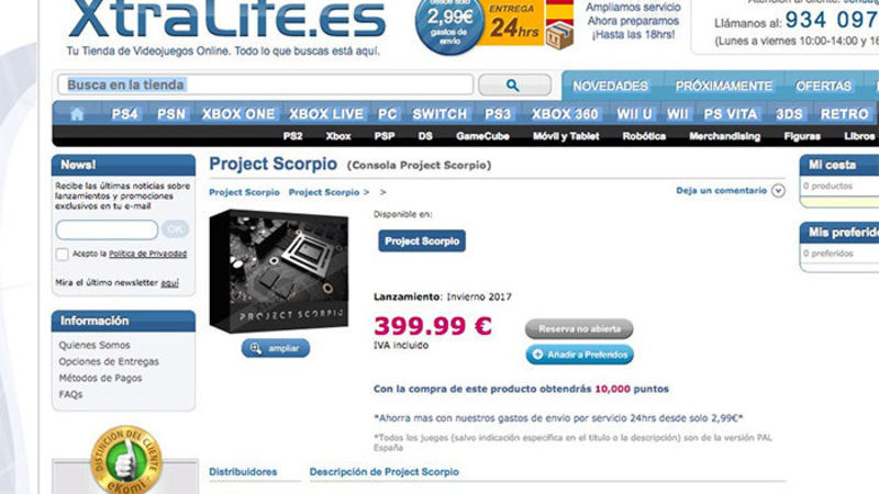 project scorpio precio
