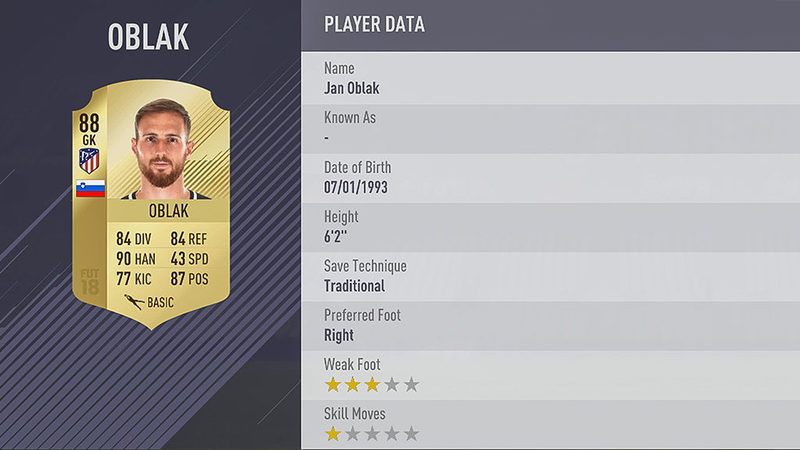 FIFA 18 Jan Oblak