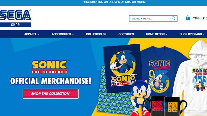 Nueva tienda oficial de Sega, merchandising América, Zonared