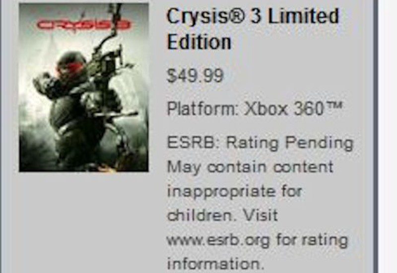 Origin anuncia accidentalmente 'Crysis 3' para PC y Xbox 360