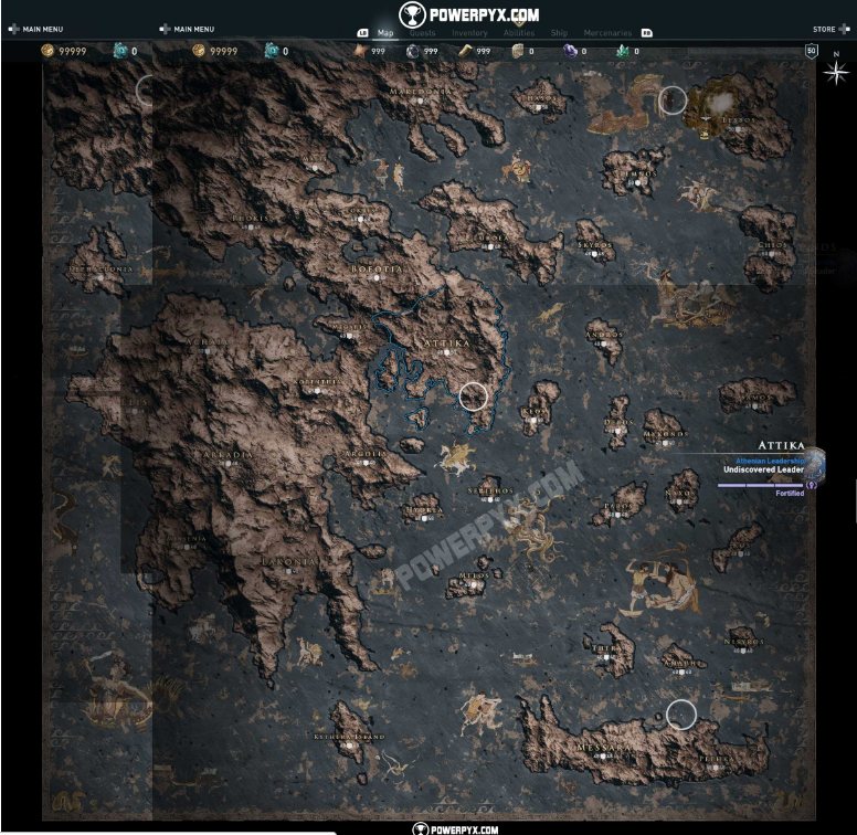 mapa Assassin´s Creed Odyssey
