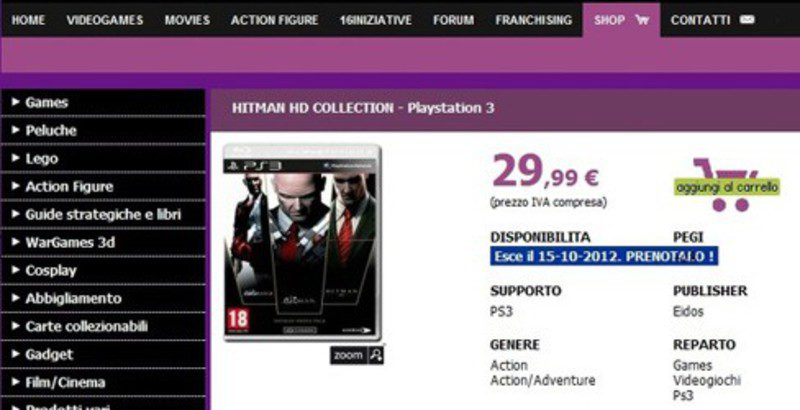 Una web italiana lista entre sus productos 'Hitman HD Collection' para PlayStation 3